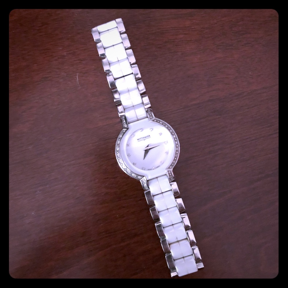 RARE Wittnauer white ceramic & crystal watch